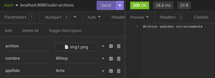 Subir archivos con mas información